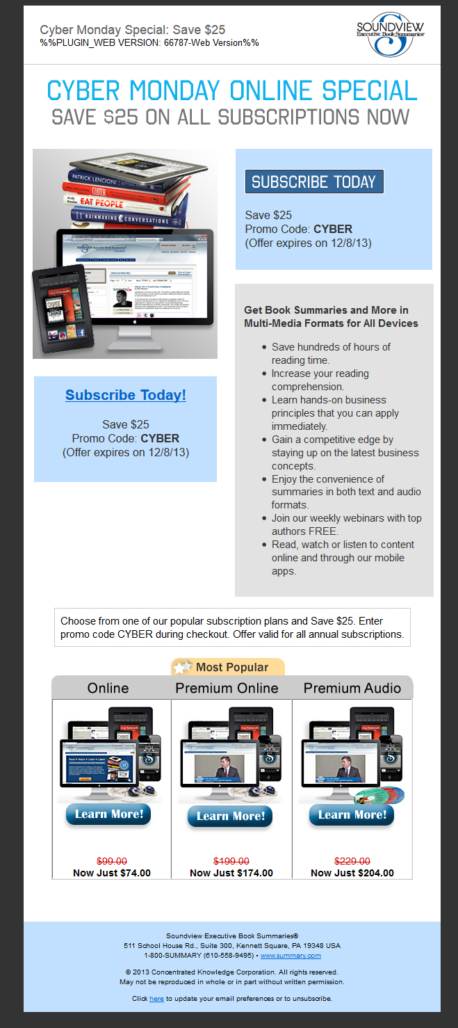 Cyber Monday Promo Email