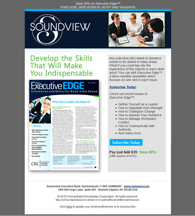 Executive Edge Newsletter Email