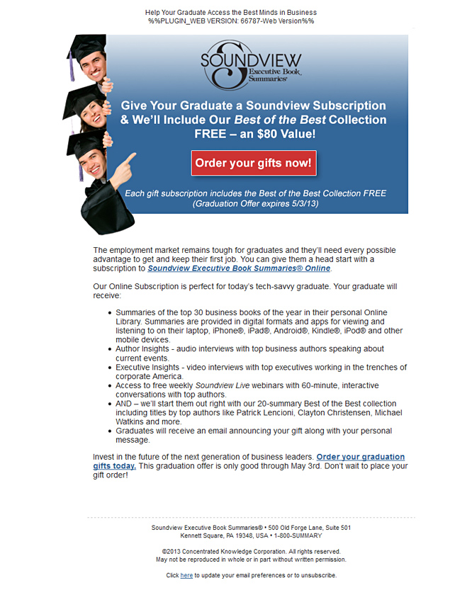 Graduate Promo Email